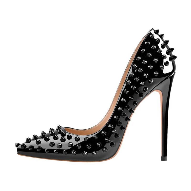 Maken Stiletto Heels Pointed Toe Rivet Decorated Sexy Punk Pumps