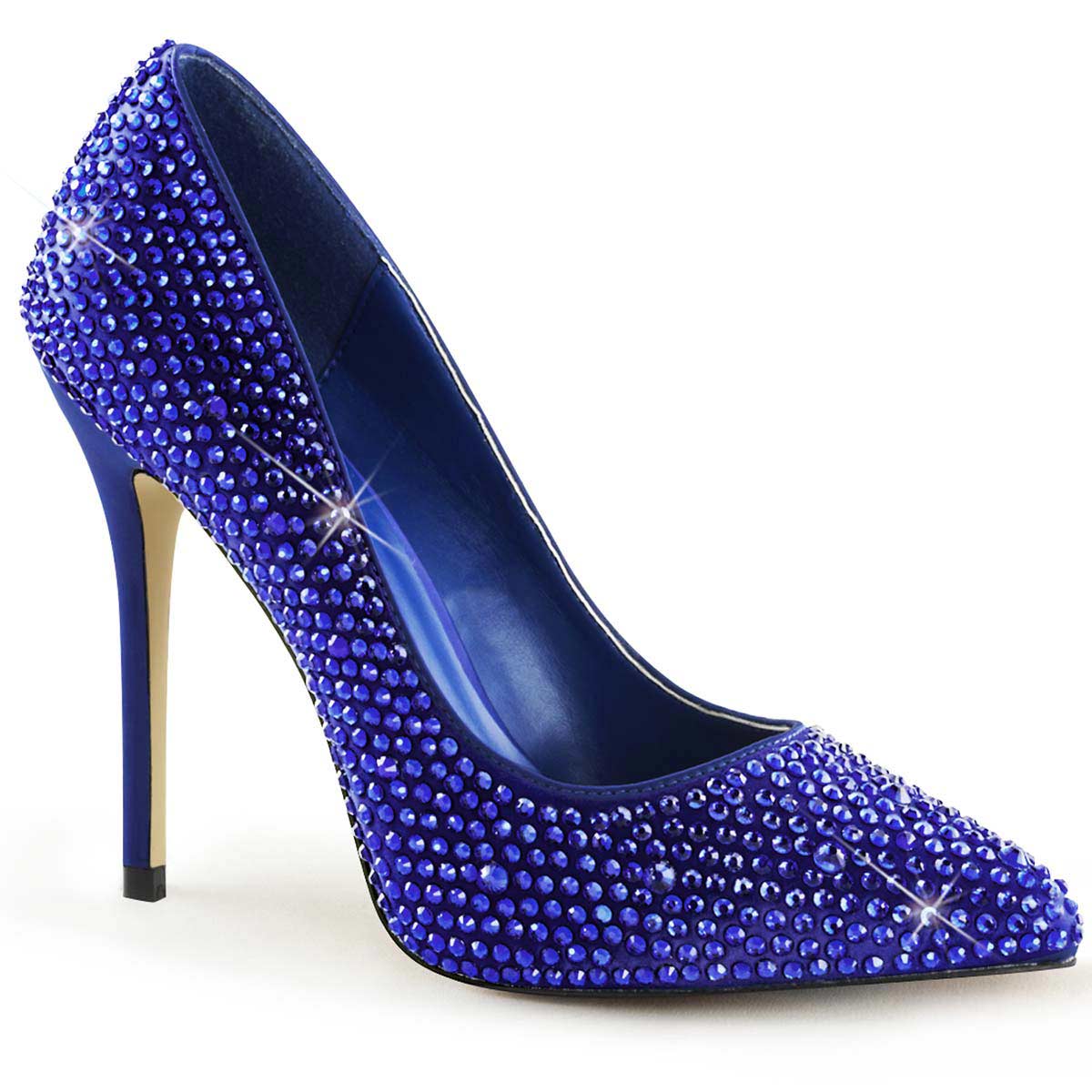 Pleaser Amuse Rs Blue Satin In Sexy Heels Platforms