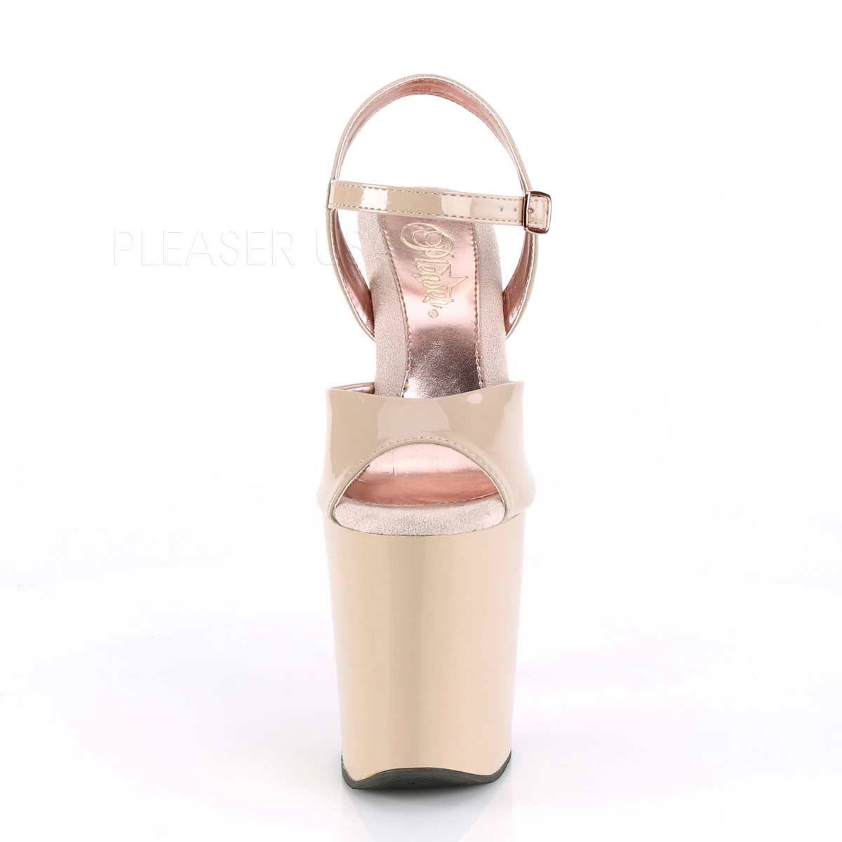 Pleaser Xtreme Tt Nude Pat Rose Gold Chrome In Sexy Heels