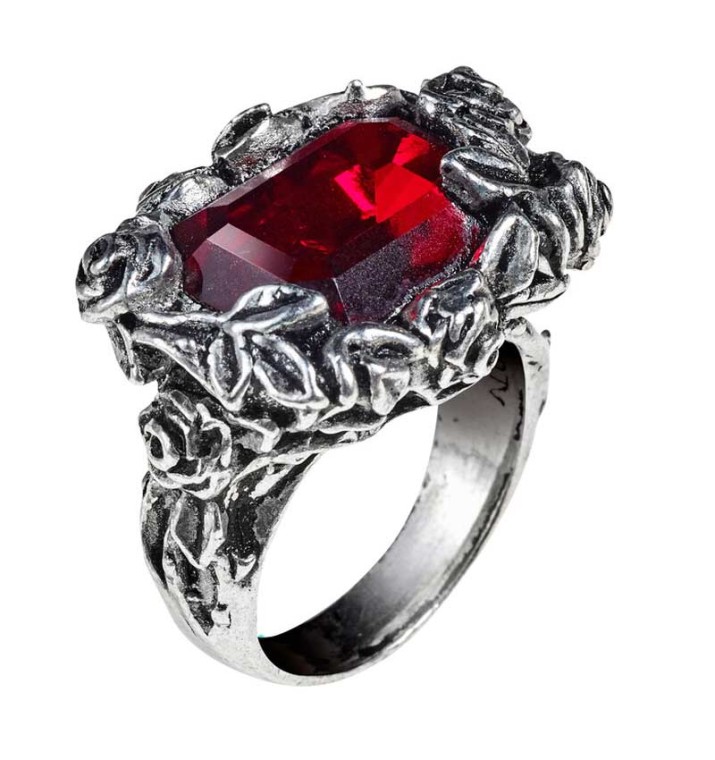 Black Leather Scarf Ring - Rose Cardinal