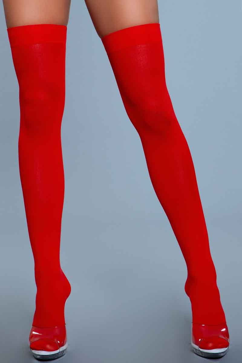 BeWicked 1932 Opaque Nylon Thigh Highs Red in Hosiery, Leggings, Stockings  and Socks - $7.99