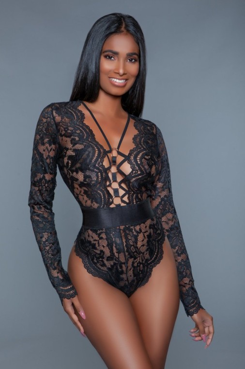 Alternate View Lace And Mesh Bodysuit