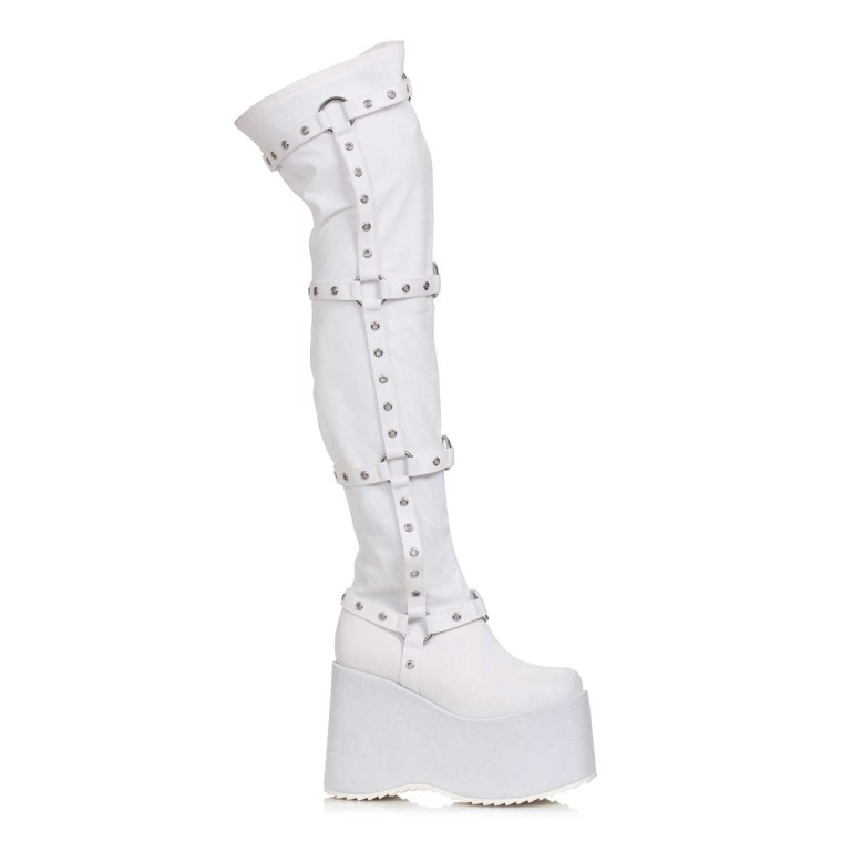 Ellie Shoes 500-FUMIKO - White in Sexy Boots - $121.43