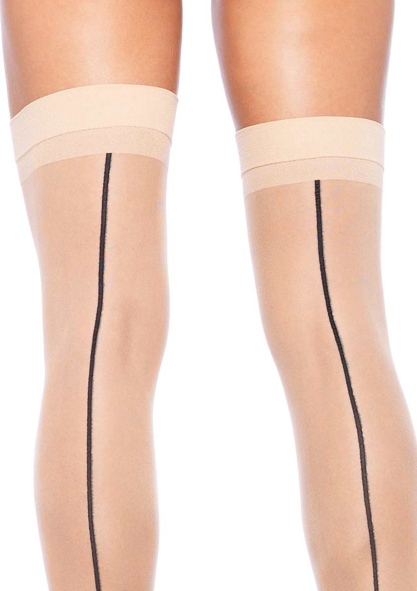 Leg Avenue Sheer Stockings With Contrast Havana Heel Backseam In