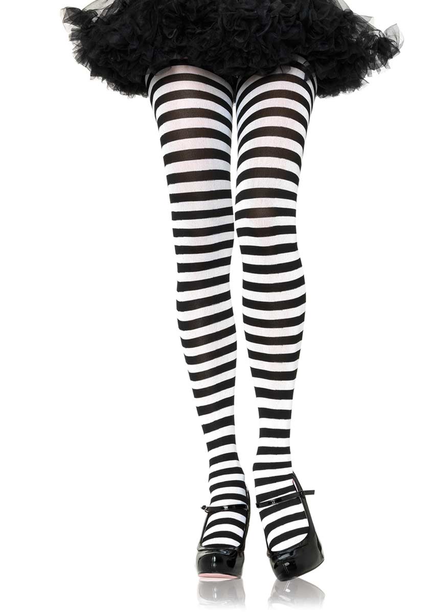 Black and White Striped Stockings