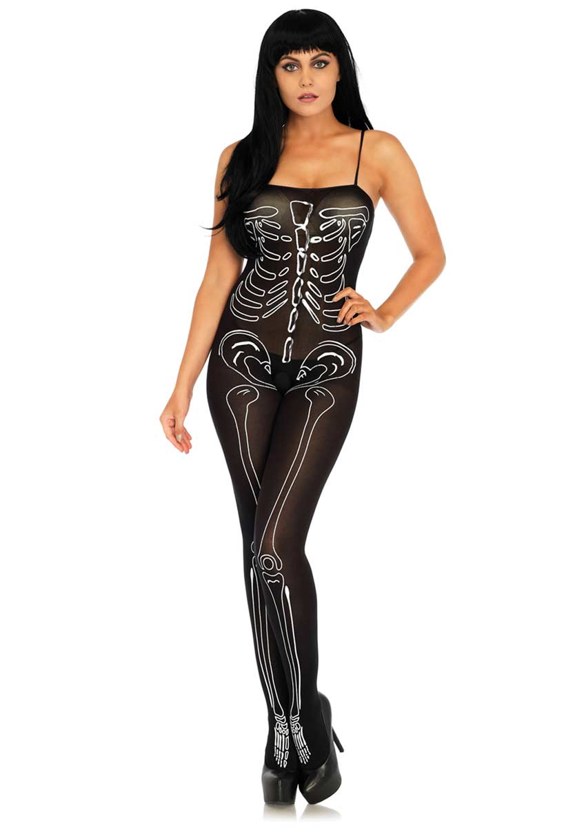 Leg Avenue Semi Opaque Nylon Spandex Skeleton Bodystocking in Costumes ...