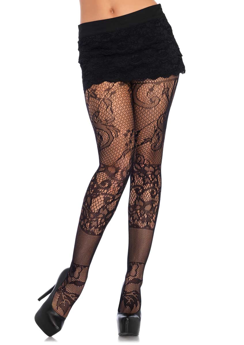 Leg Avenue Patchwork Multi Lace Tights in Lingerie, Bras, Panties ...