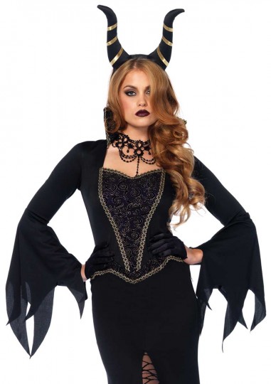 Leg Avenue 2 Piece Evil Enchantress,dress With Lace Bodice,horn ...