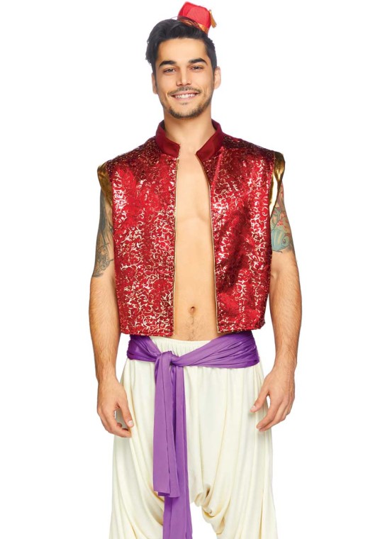 Desert Prince-Aladdin-Genie-4pc-Halloween Costume-Vest Pants Belt Genie-Adult-Sz  Standard-New! for Sale in San Diego, CA - OfferUp