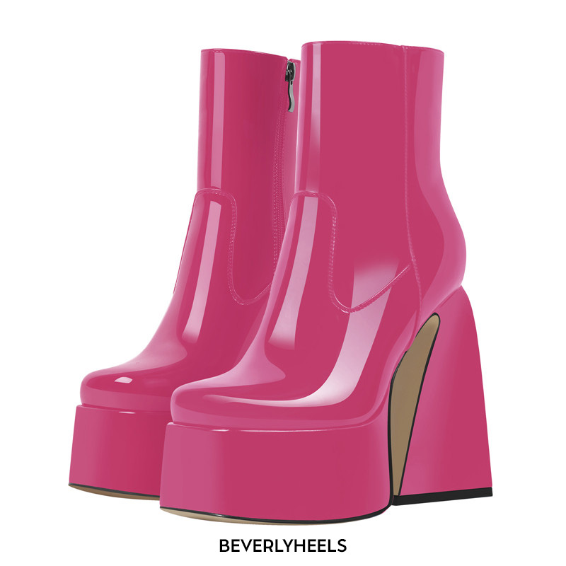 Hot pink PU upper and lining, lace boots for pole dancin.Shipping