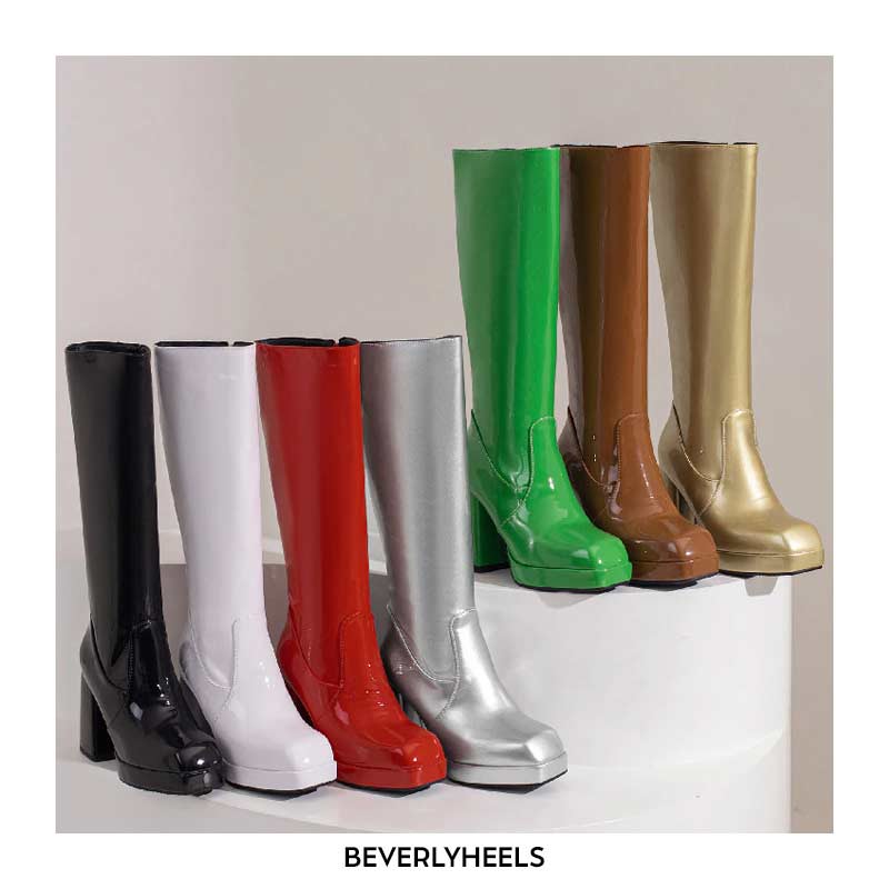 chunky heel rain boots