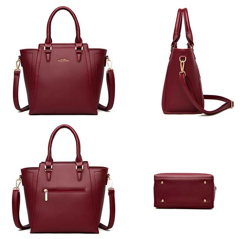 Emma Jones Medium Size Vegan Leather Crossbody Handbag - Burgundy in ...
