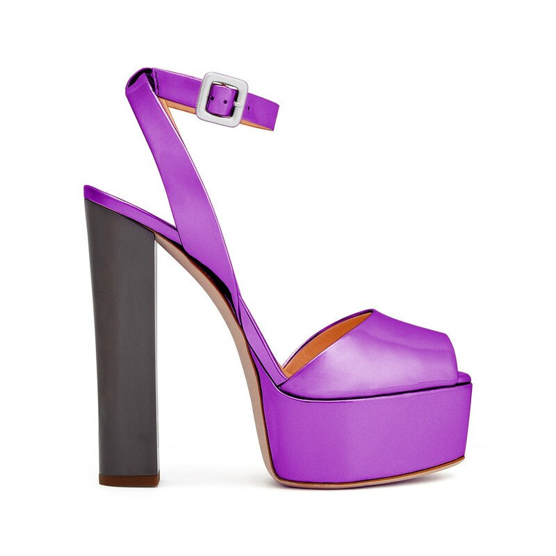 Lib Peep Toe Platforms Ankle Buckle Straps Chunky Heels Pumps Sandals ...