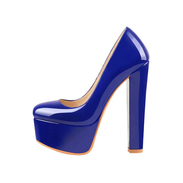 Blue round hot sale toe heels