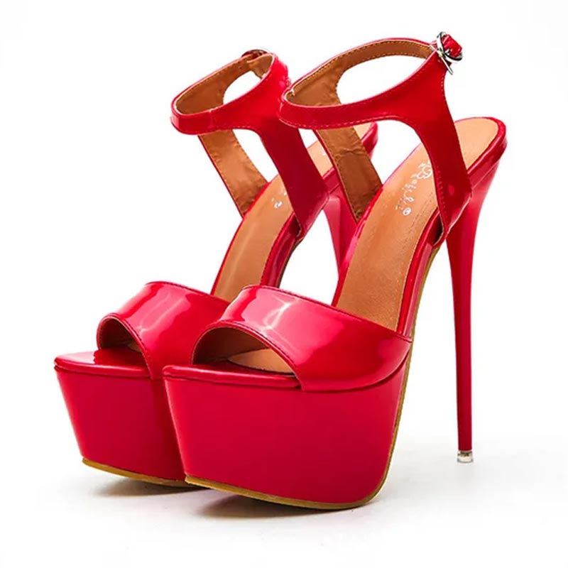 Emma Jones Peep Toe Platforms Ankle Buckle Straps Stiletto Heels ...