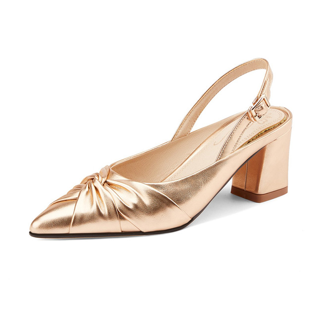 Gold chunky hot sale heel pumps