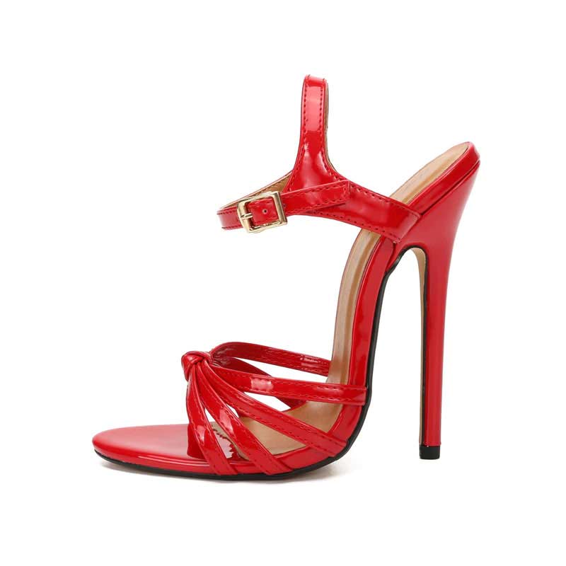 Emma Jones Stiletto Heels Ankle Straps Butterfly Knot Pumps - Red in ...