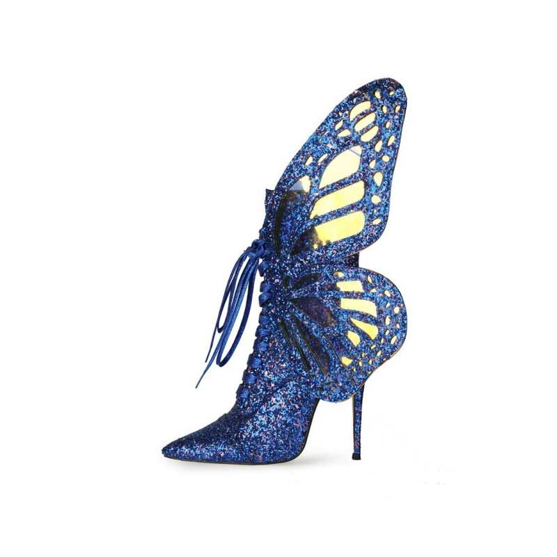 Buy Outsta Women's Valentine Shoes Butterfly Flying Bronzing Sequins Big  Bowknot High Heels Sandals Summer Dress Shoes Gold US:6.5 at Amazon.in