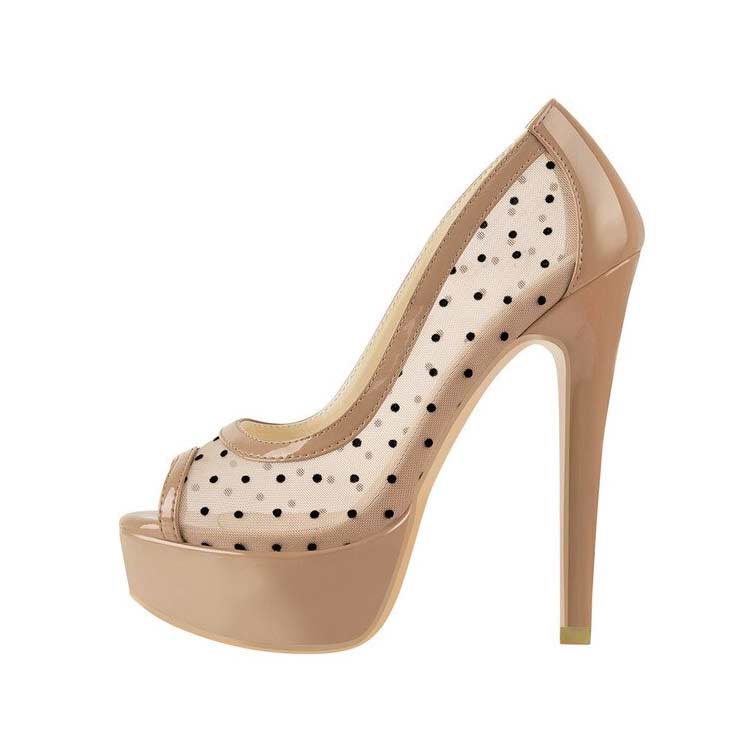 Nude peep hotsell toe high heels