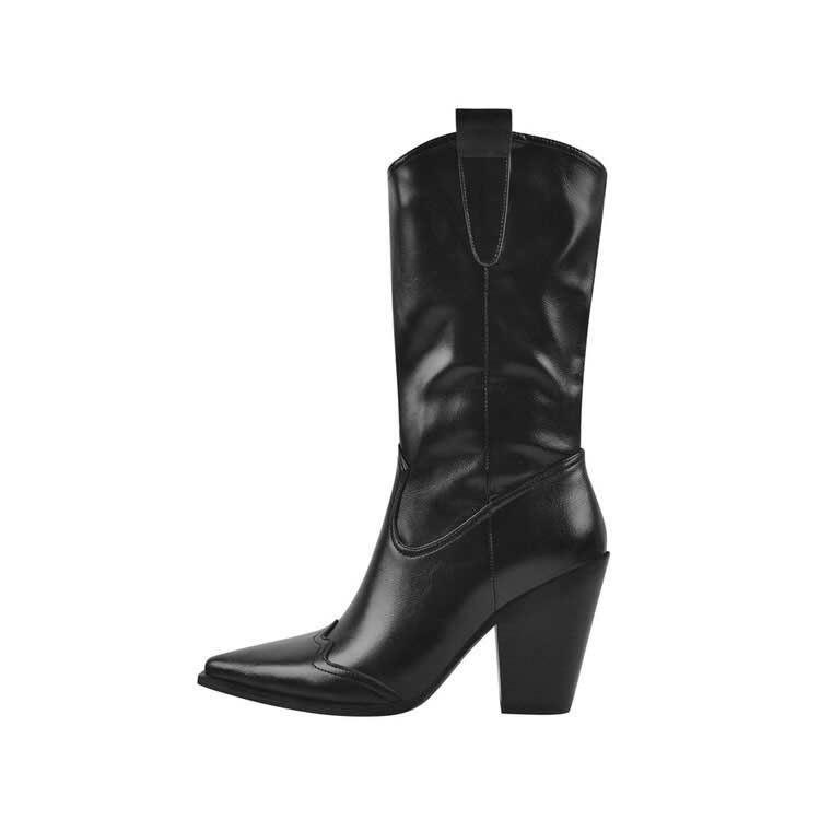 Black leather western on sale booties