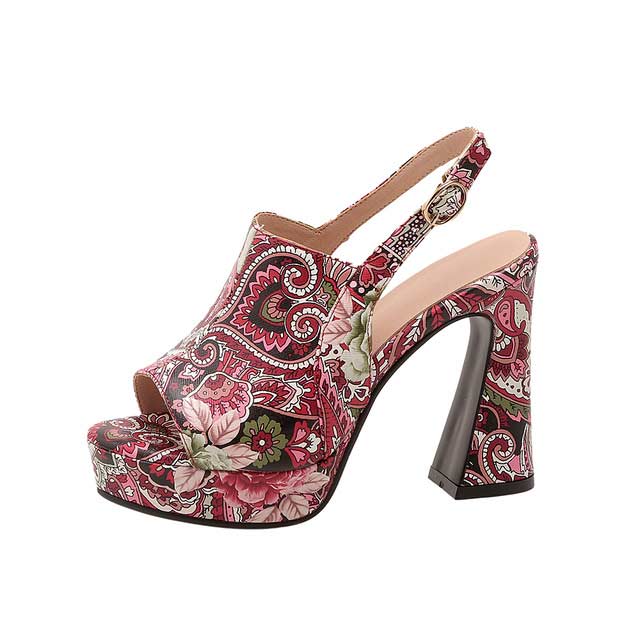 Floral Chunky Heels, Women's Fashion, Footwear, Heels on Carousell