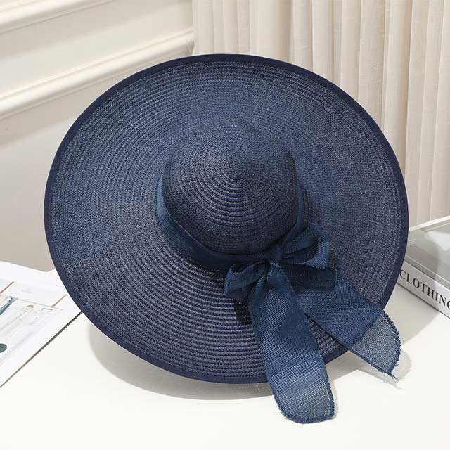 Fashion (One Size) Summer Sun Hat With A Wide Brim Women Ribbon