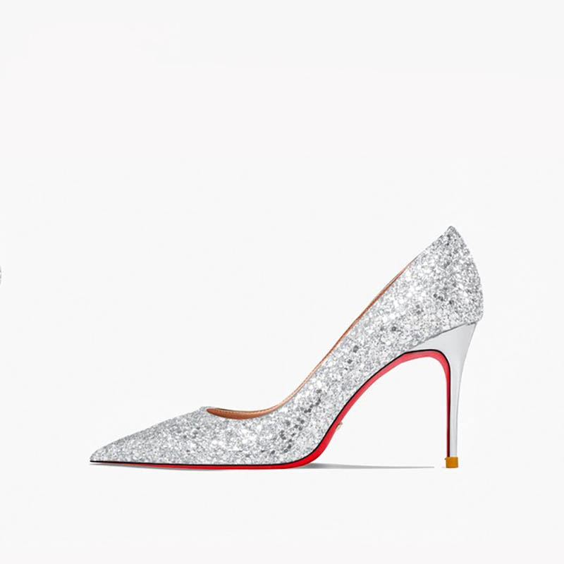 Sequin 2024 pumps silver