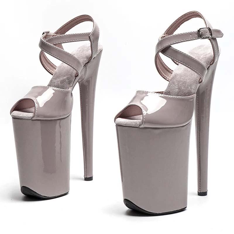 Sexy Shoes Peep Toe Stiletto Heels Smooth Ankle Cross Straps Platforms ...