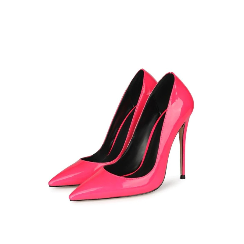 Emma Jones Pointed Toe Stiletto Heels Patent Pumps - Rose Red in Sexy ...