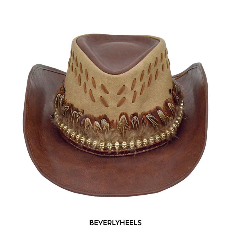 True West Western Native Feather Designed Cowboy Cowgirl Leather Hats ...