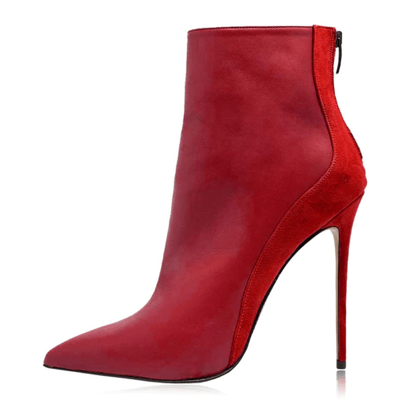 Emma Jones Pointed Toe Stiletto Heels Back Zipper Ankle High Booties ...