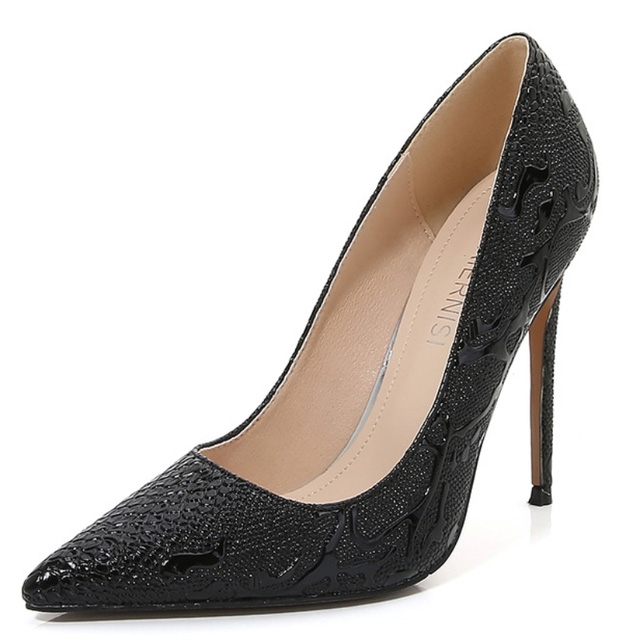 Black Plarform Killer Heels 30cm Stilettos Glitter Ankle Strap Sandals |  Up2Step