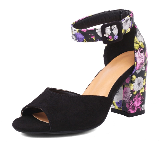 Anne Klein Iflex Meredith Floral Peep Toe Pumps Block Heels 10M | eBay