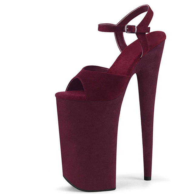 Burgundy Suede Feather Fur Flurry Sexy High Stiletto Heels Sandals Shoes