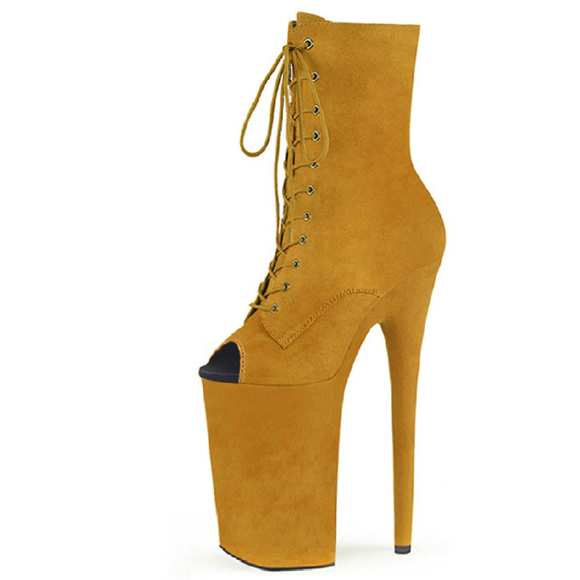 Super High Stiletto Heel Lace Up Ankle Boots