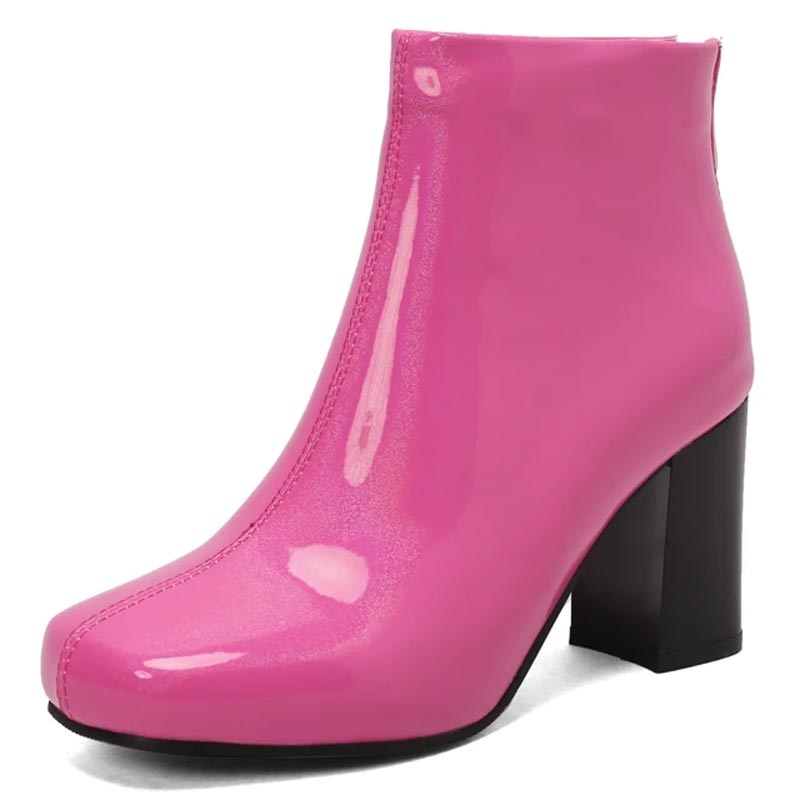 bright pink ankle boots