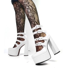 Emma Jones Peep Toe Gladiators Ankle Straps Back Zipper Stiletto Heels  Platforms Pumps - Black in Sexy Heels & Platforms - $61.85