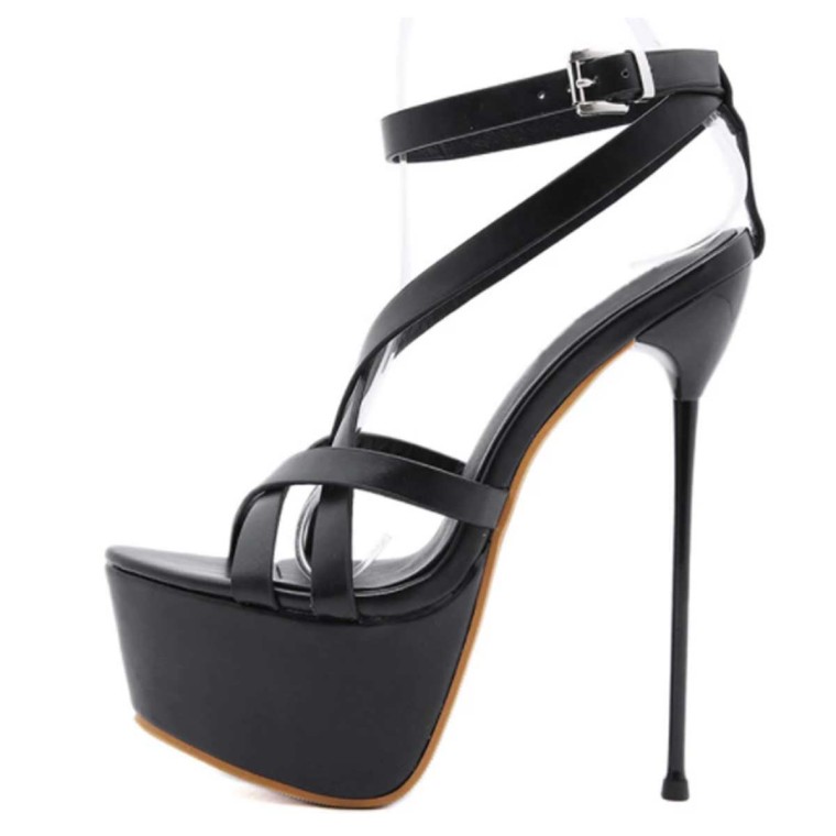 Lib Nightclub Party Leather Ankle-Strap Stiletto Platform Sandals ...