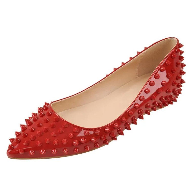 Red deals studded flats