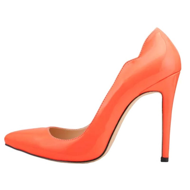 Pointed Toe Stiletto Heels Wave Classic Matte Pumps - Orange by Emma Jones