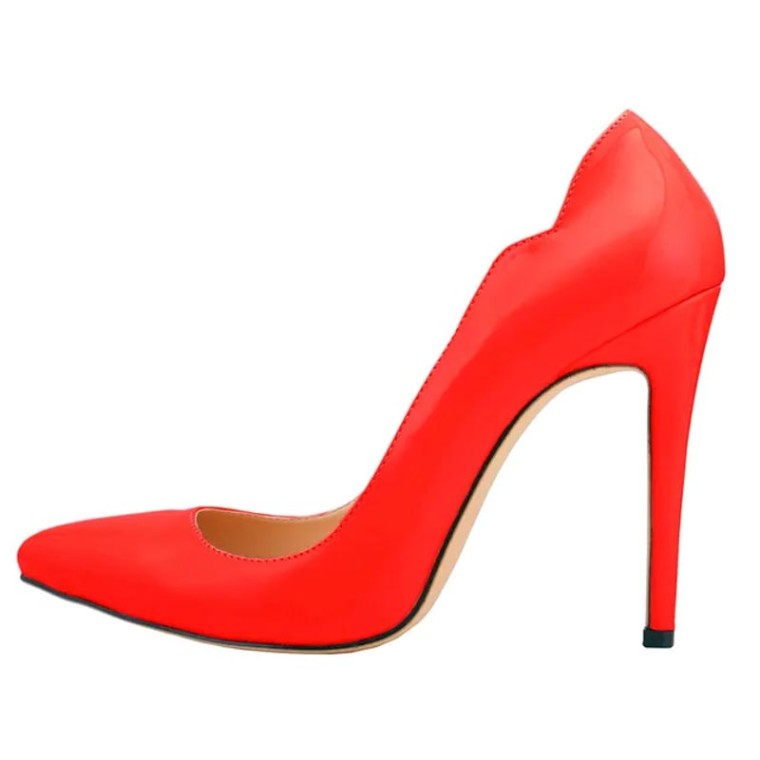 Pointed Toe Stiletto Heels Wave Classic Matte Pumps - Red by Emma Jones