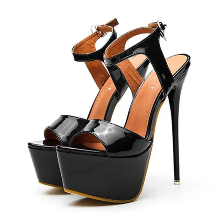 Emma Jones Peep Toe Platforms Ankle Buckle Straps Stiletto Heels ...