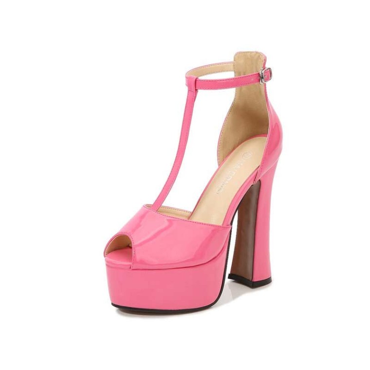 Pink t 2025 strap heels