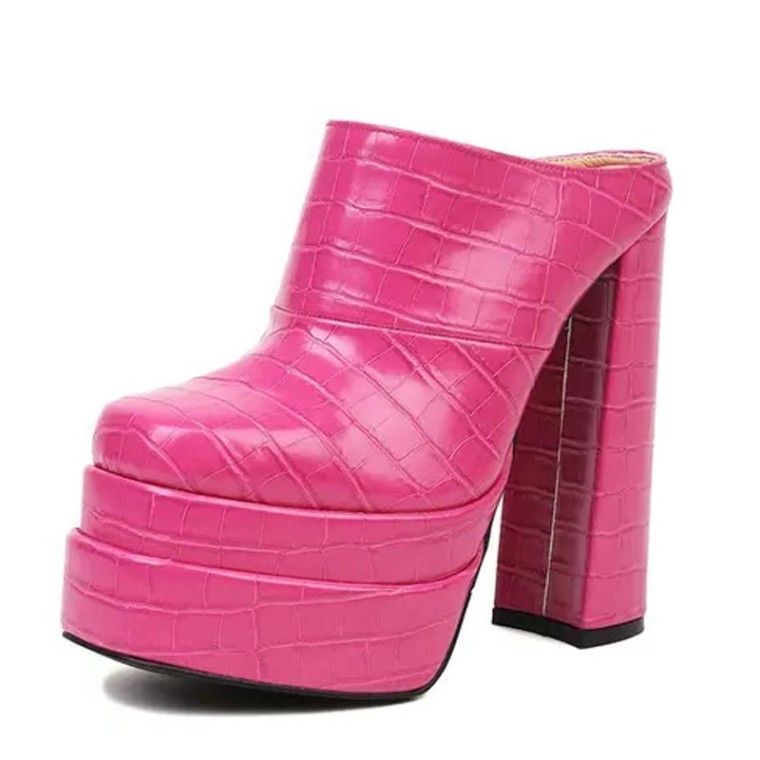 Fuchsia chunky outlet heels