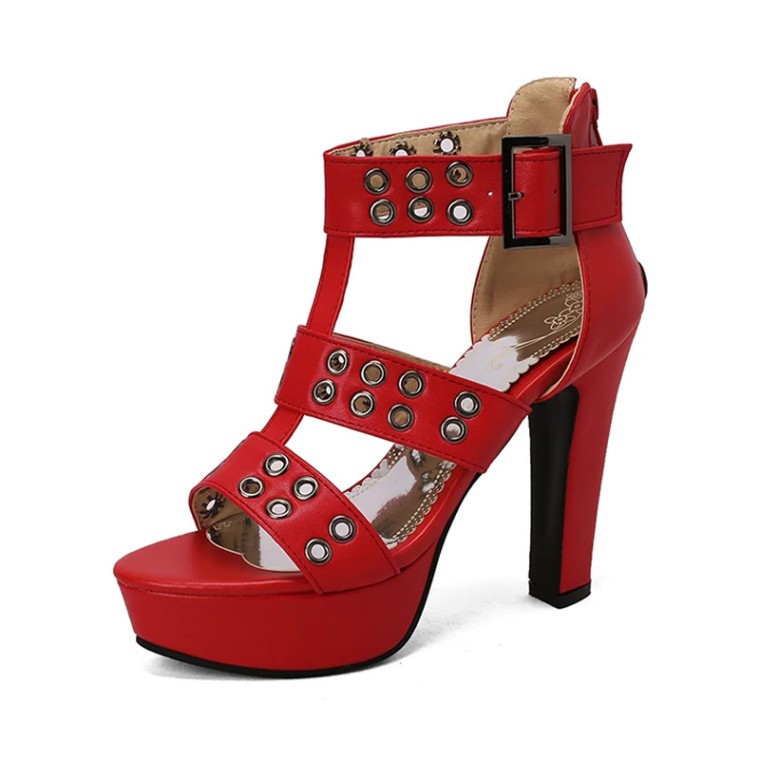 Women's High Heels Cross Strap Open Toe Back Zipper Sandals