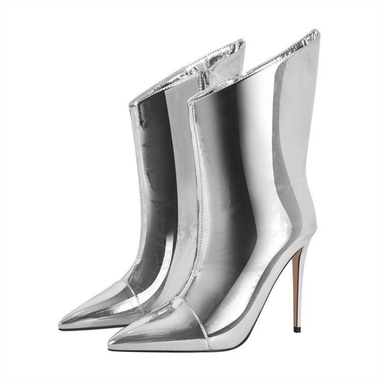 Stiletto Pointed Toe Mid Calf Boots