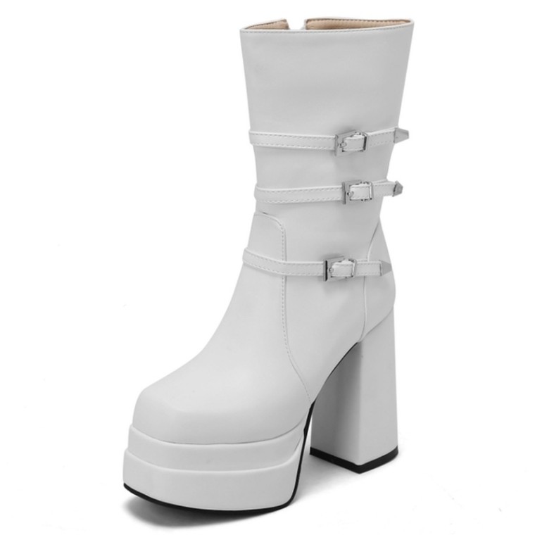 White boots with on sale straps