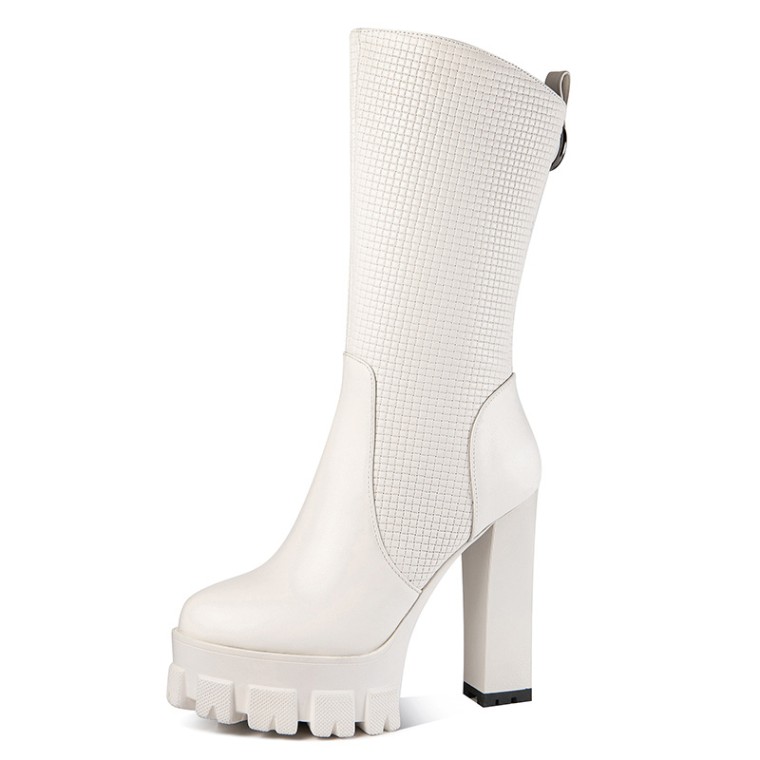 White boots mid on sale calf