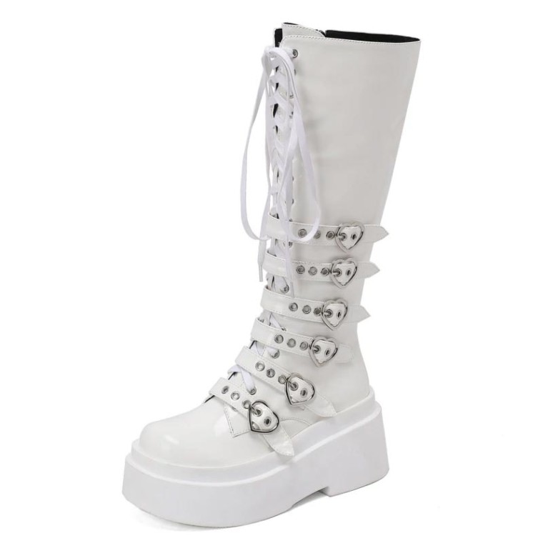 White boots hotsell with straps