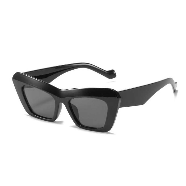 Square Retro Cat Eye Sunglasses - Black